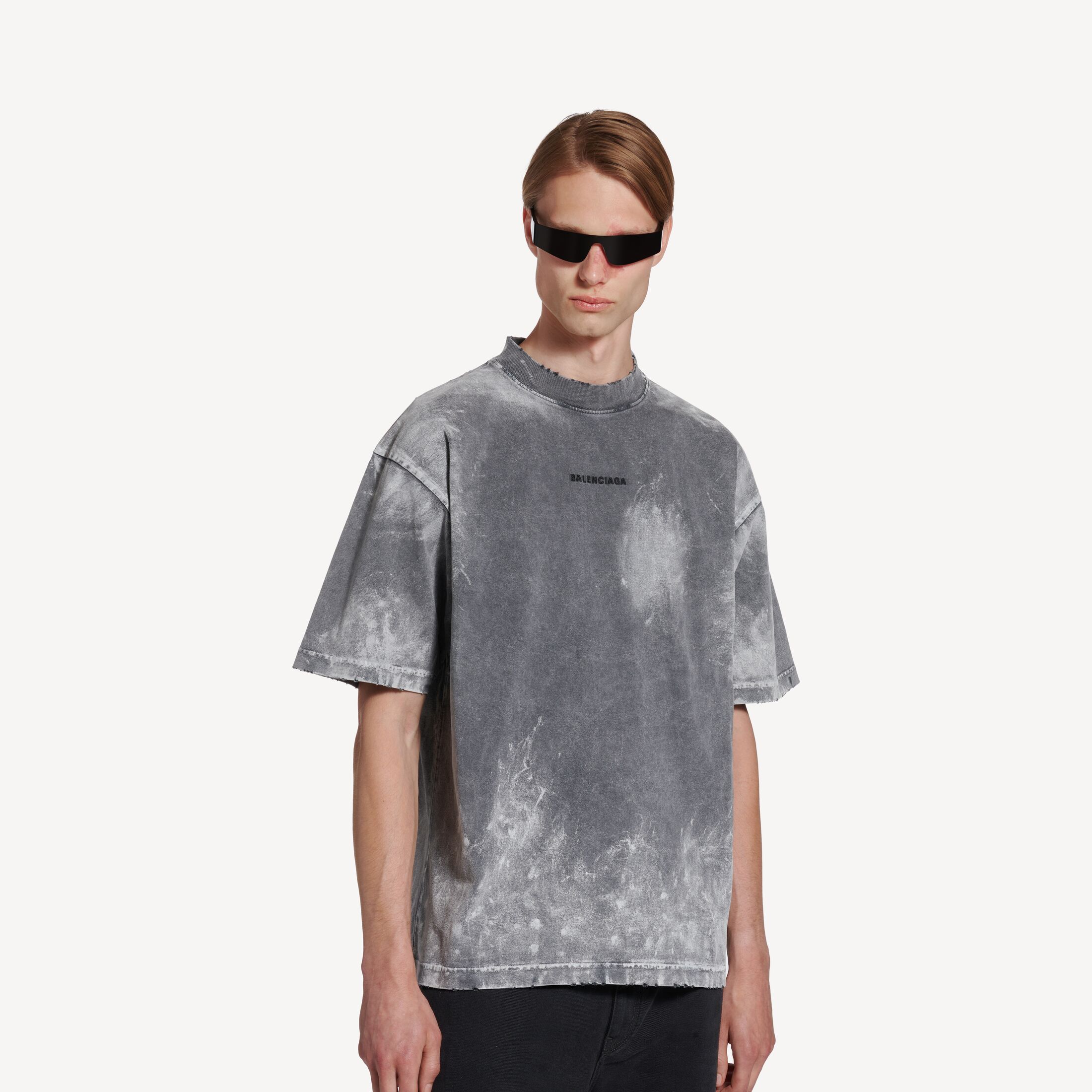 Balenciaga Back Medium Fit T-Shirt in grey painted vintage jersey
