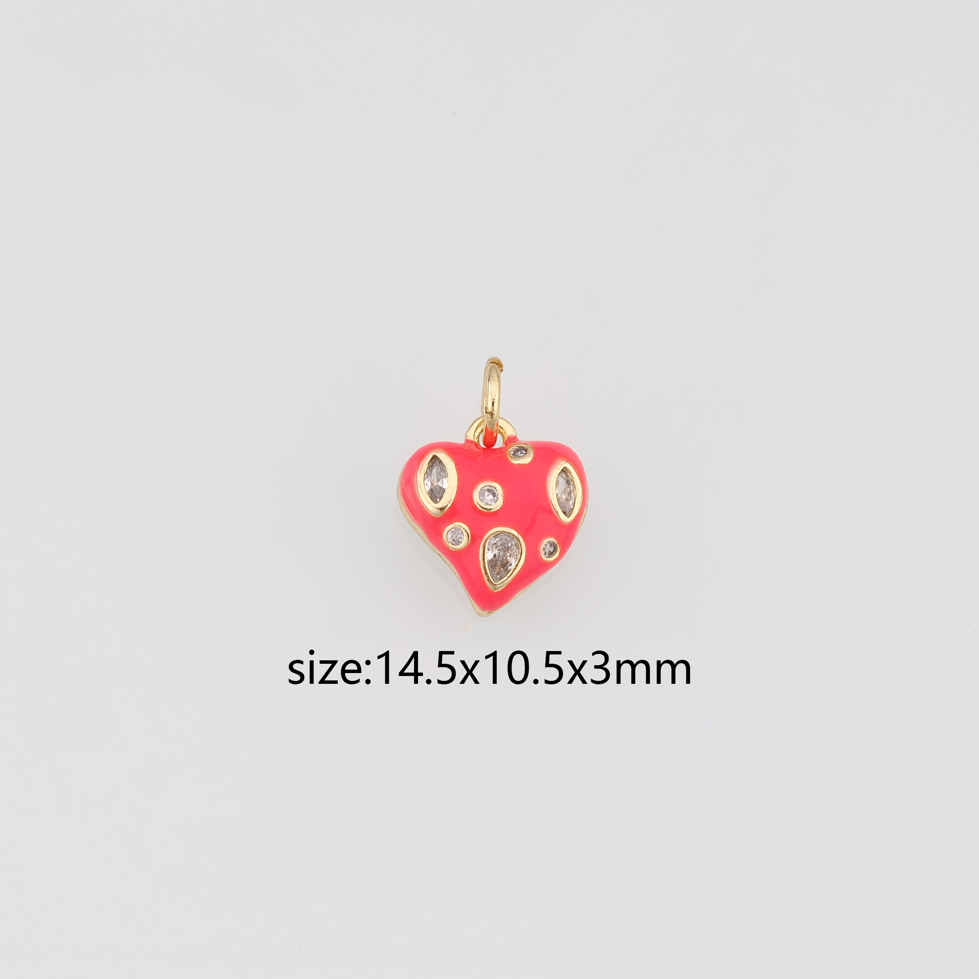18K Gold Filled Heart Pendant,Enamel Heart Charm Earrings Necklace for DIY Jewelry Making Supply