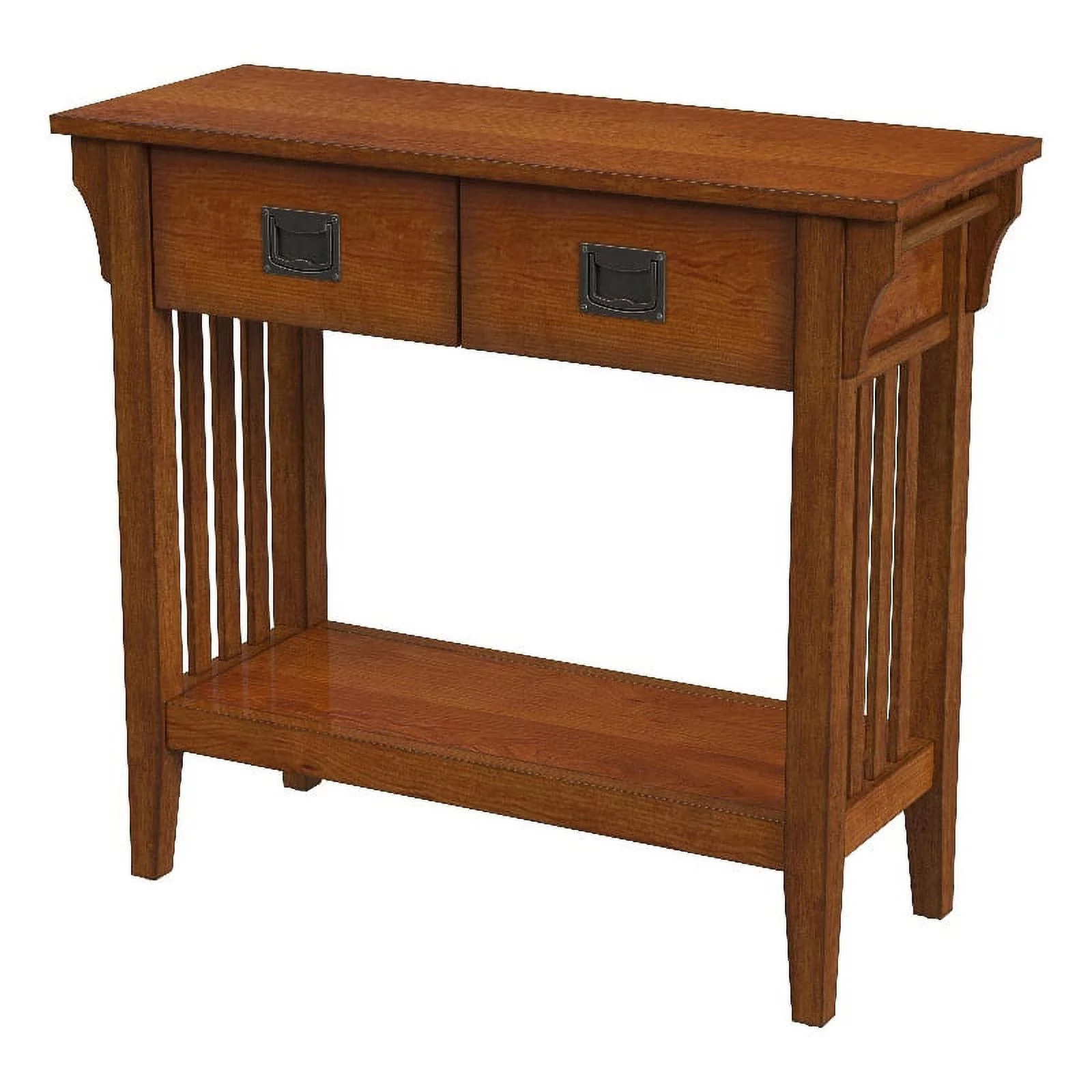 Bowery Hill Traditional Olive Ash Burl 2- Drawer Console Table