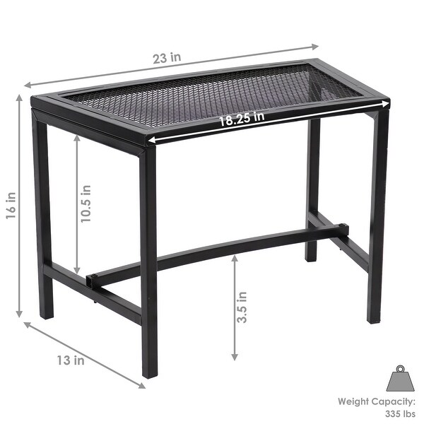 Sunnydaze Fire Pit Bench Black Mesh Steel 23 x 16 Inch