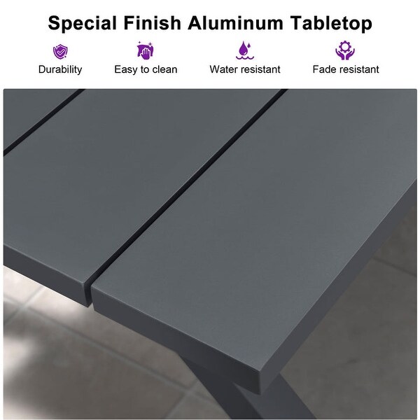 PURPLE LEAF 711 Patio Dining Set,Aluminum Frame Table,Wicker Chairs