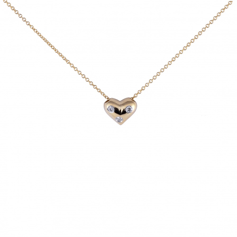 Tiffany & Co. Tiffany Dots Heart / 3PD K18YG Yellow Gold Necklace Diamond