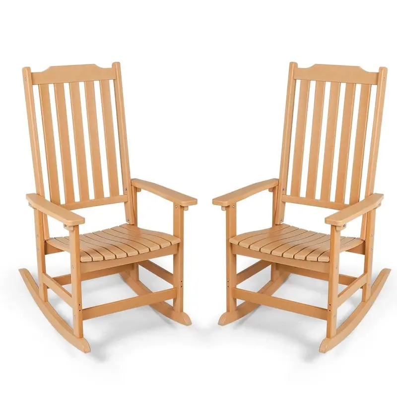 Vrakae All-Weather Rocking Chairs – High-Back Patio Pair with UV-Resistant Construction