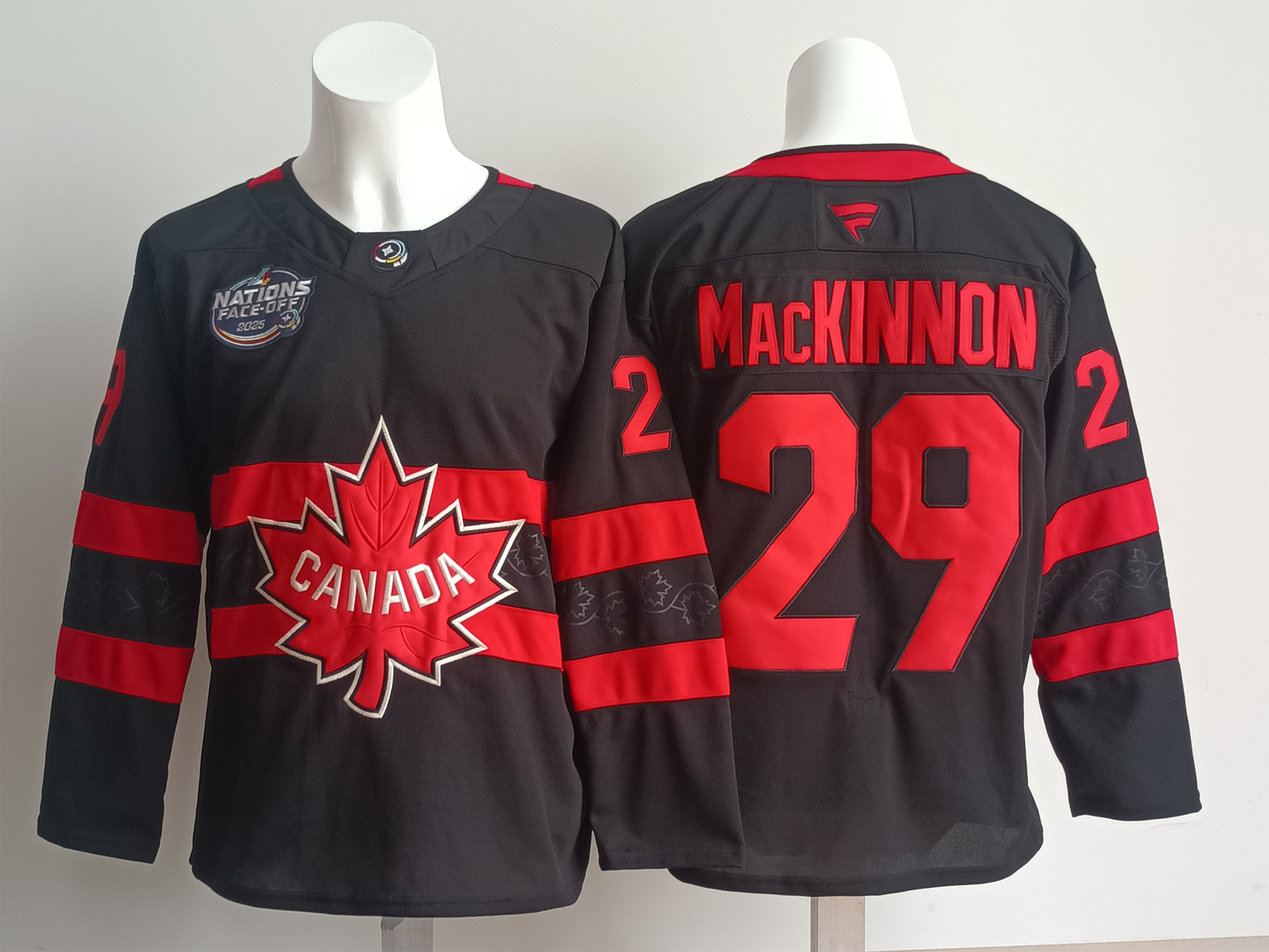 Men's Canada 2025 4 Nations Face-Off Nathan MacKinnon #29 Fanatics Black Player Jersey