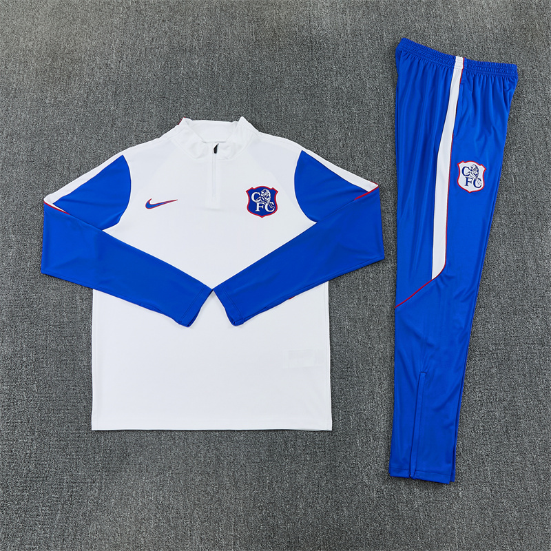 Chelsea 26/27 Half Zipper Training Suit - White 3