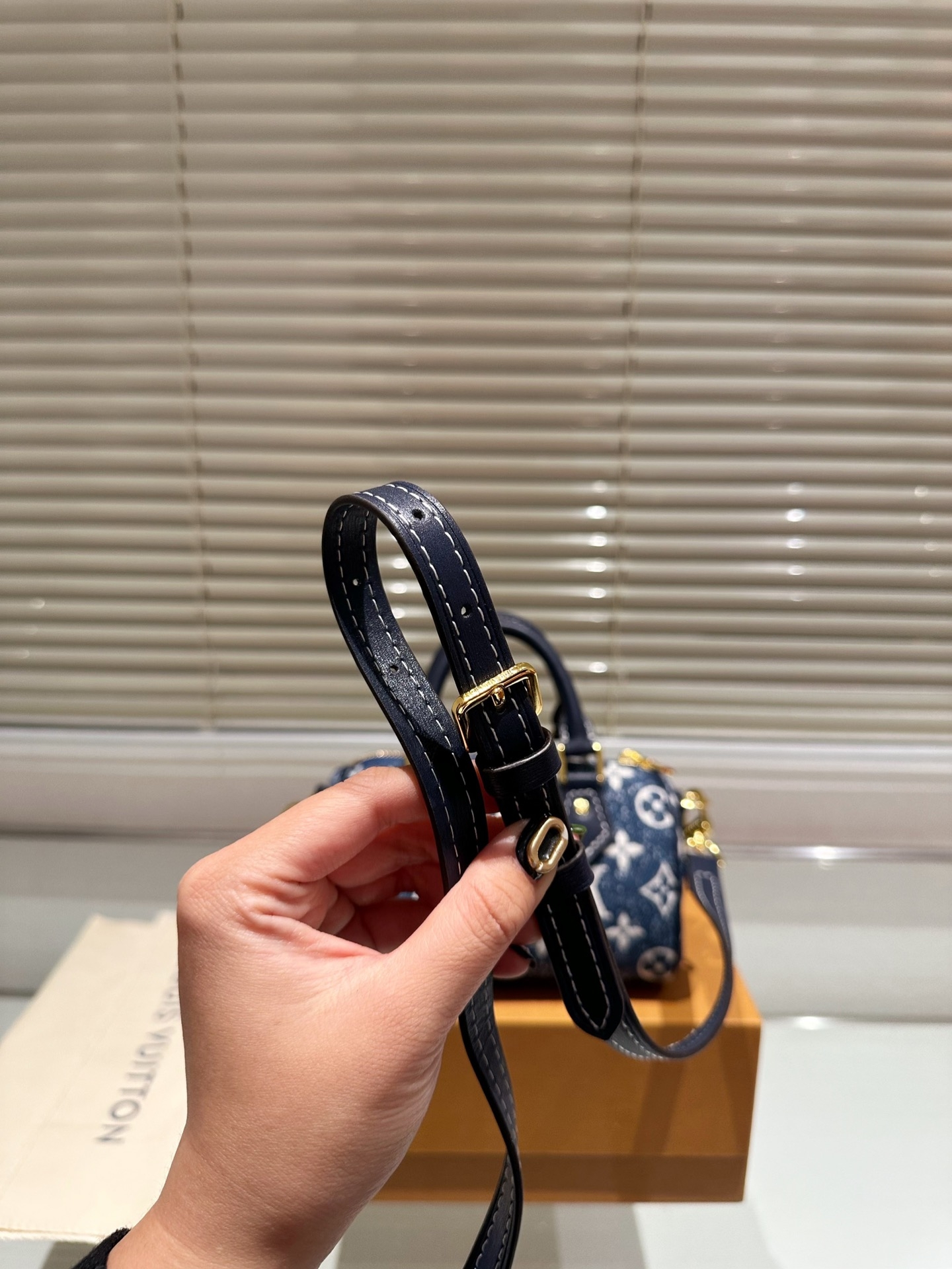 Louis Vuitton Nano Speedy Denim Blue Bag 17Cm M81168