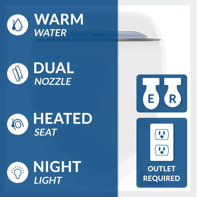 USPA6800-E Luxury Electric Bidet Seat – Heated Elongated Toilet Attachment in White