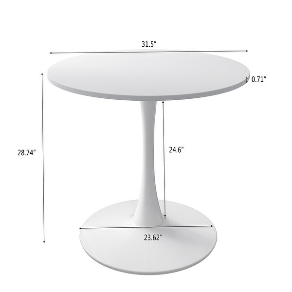 32 in. Round Dining Table with Printed White Marble Table Top