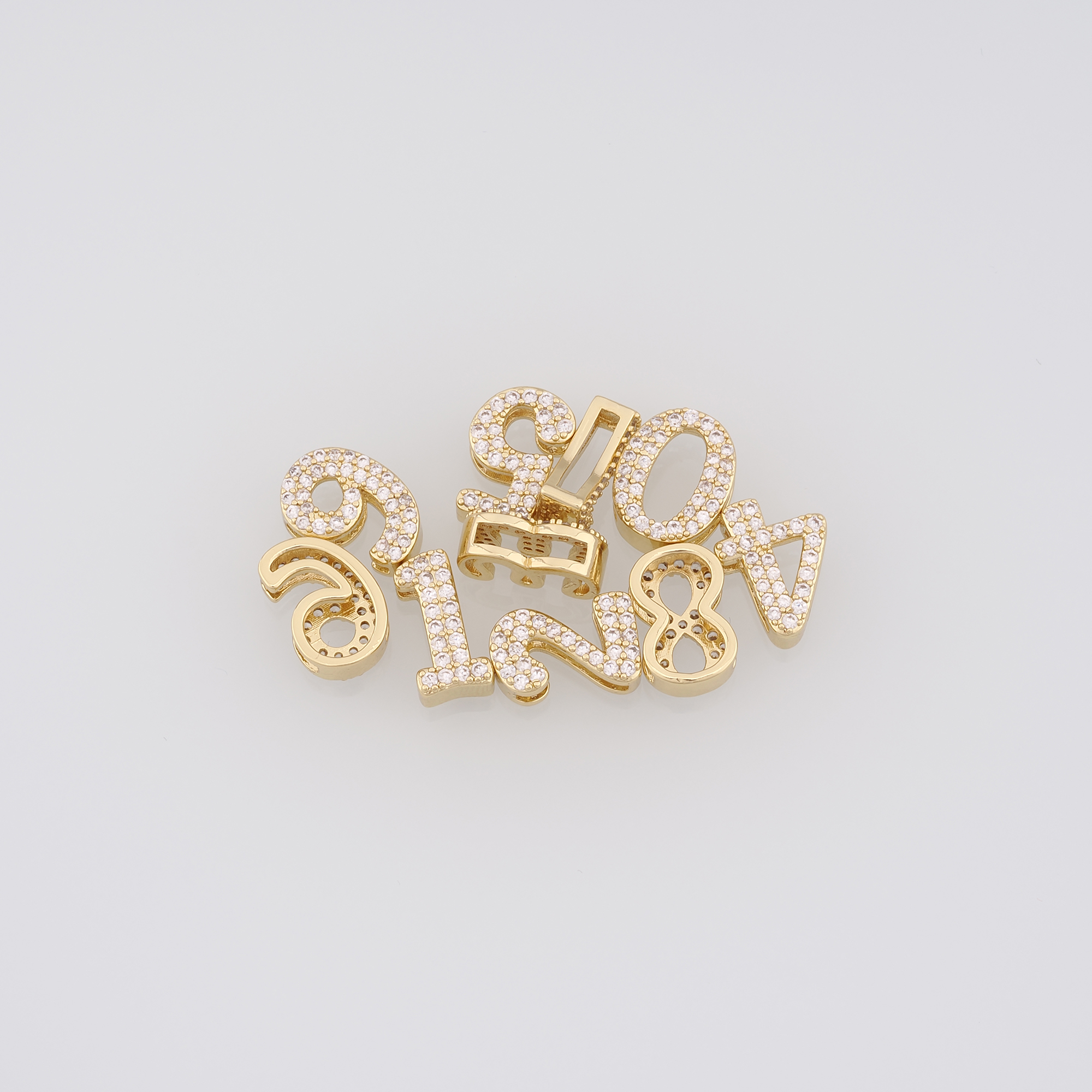 18K Gold Filled Number Spacer Beads,CZ Micro Pave Number Spacer Beads,DIY Jewelry Making Supply