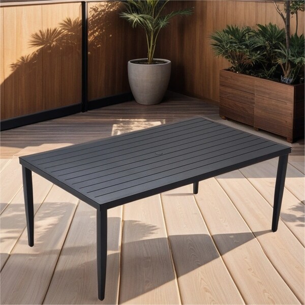 Patio Aluminum Dining Table with Umbrella Hole and Legs