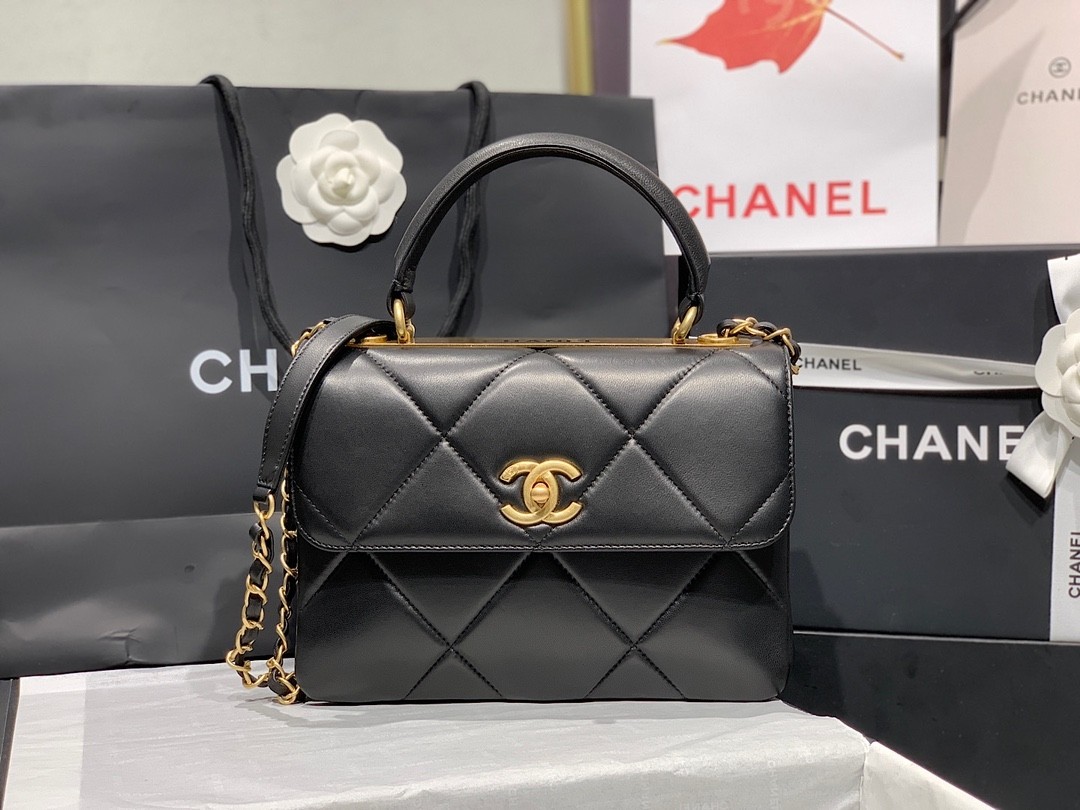 Chanel  Lambskin Quilted Small Trendy CC Top Handle Flap Navy - cnluxepick