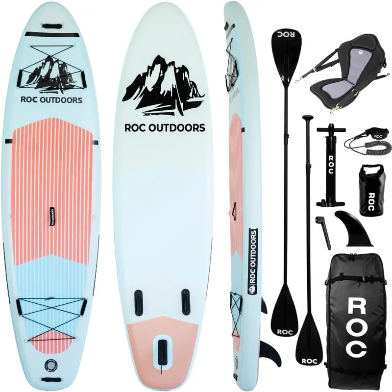 Roc All-in-One Inflatable SUP Kit – Includes Paddle, Pump, Fins & Carry Bag
