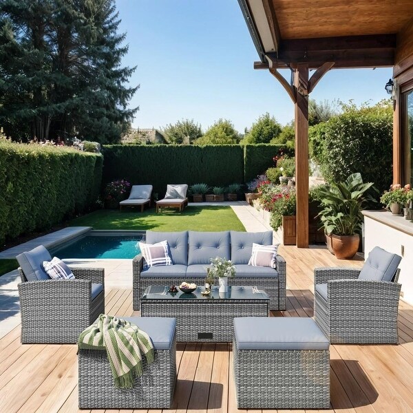 Go 6Piece AllWeather Wicker Pe Rattan Patio Outdoo Sectional Set