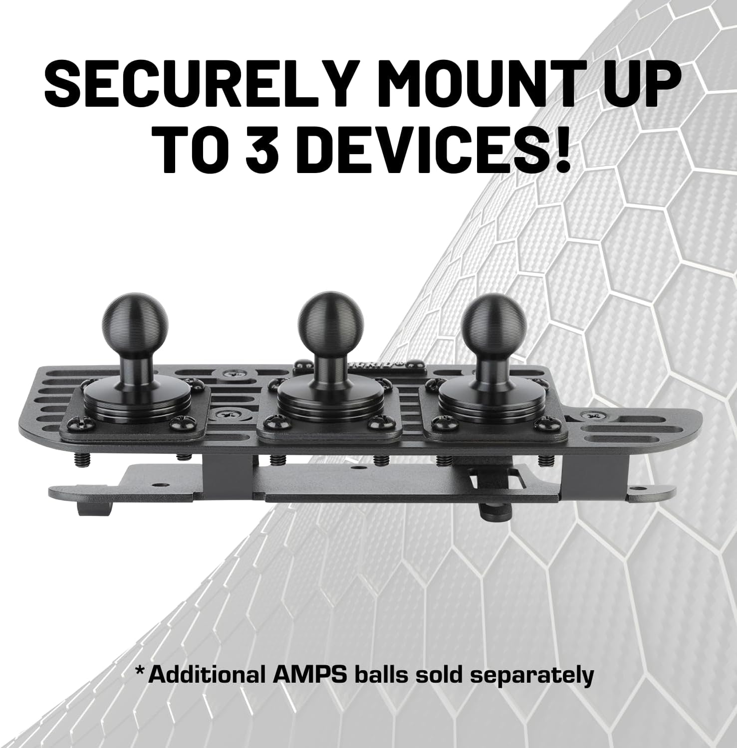 Dash Mount Cell Phone Holder RAM Truck Compatible (2019+ 1500, 2500, 3500 and TRX) with 20mm Ball Mount - Compatible with iPhone and Android Smartphones (Dual Ball with 2 Phone Holders)