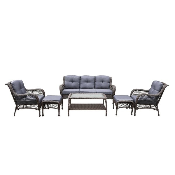6piece Resin Wicker Patio Furniture Conversation Set with High Back