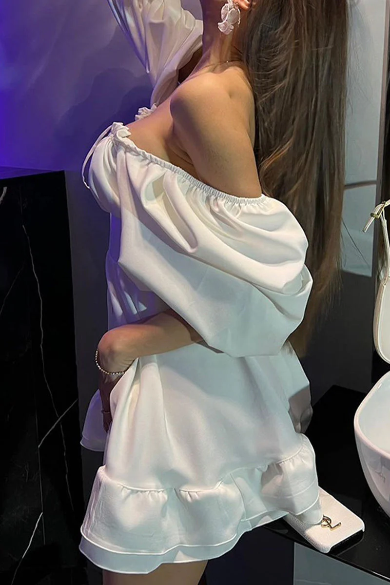 Sexy Solid Frenulum Off the Shoulder Princess DressesClistos