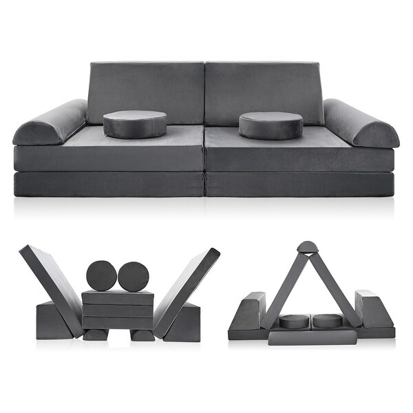 DoCred 10Piece Kids Couch Sofa,Modular Toddler for Playroom Bedroom
