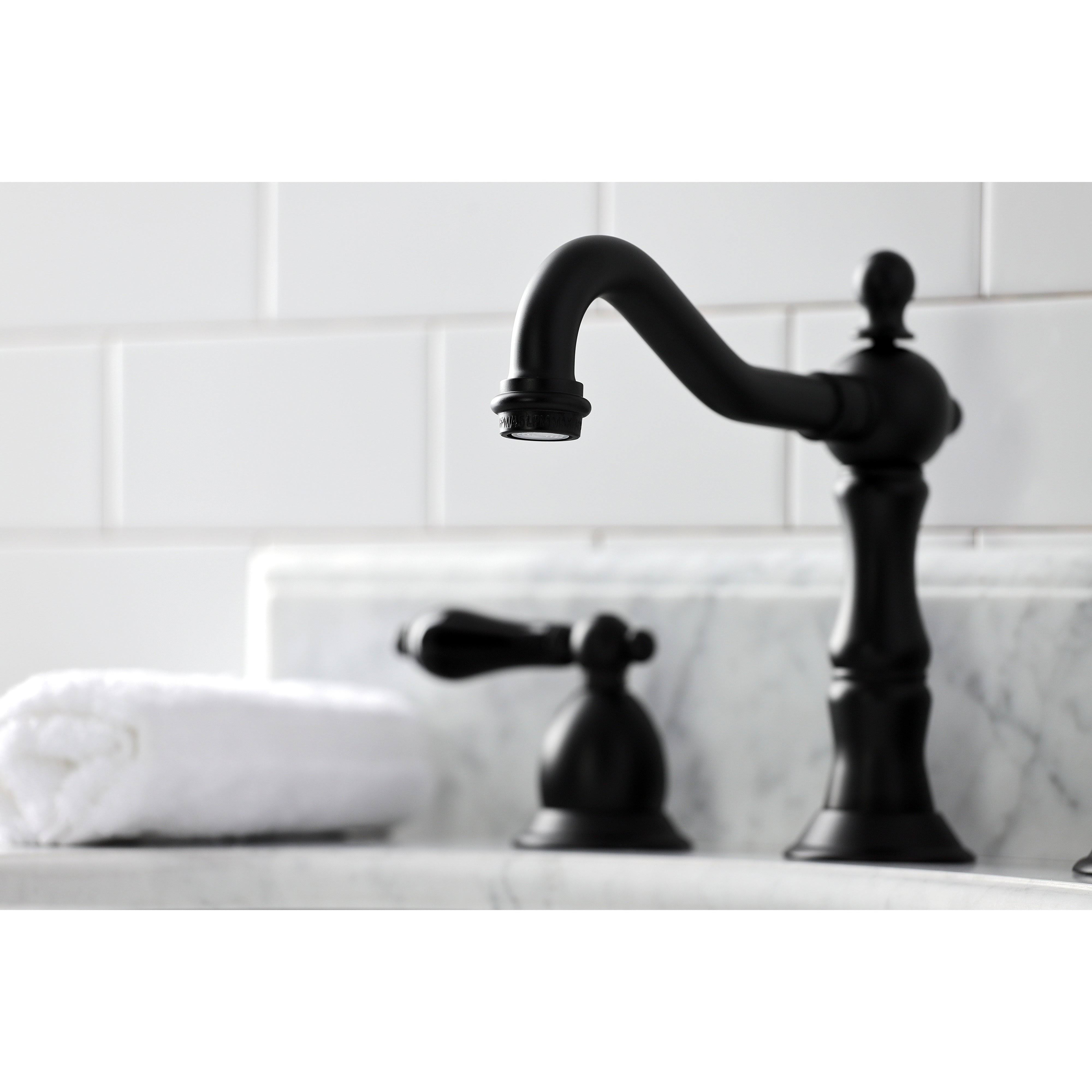 Kingston Brass KS1970PKL Duchess Widespread Bathroom Faucet with Brass Pop-Up Matte Black
