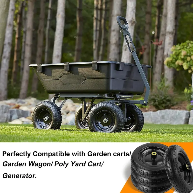 Pontuss Flat-Free Replacement Wheels – 13-Inch Solid Tires for GOR Garden Carts