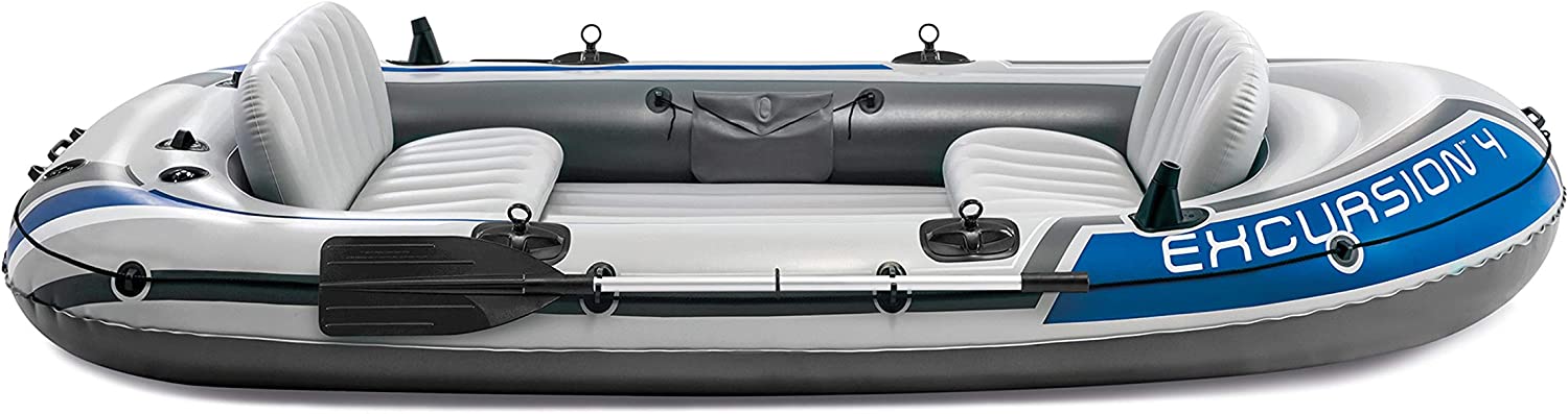 Intex Excursion 4-Person Inflatable Boat Set with Aluminum Oars and High Output Air Pump?? Last Day For Clearance