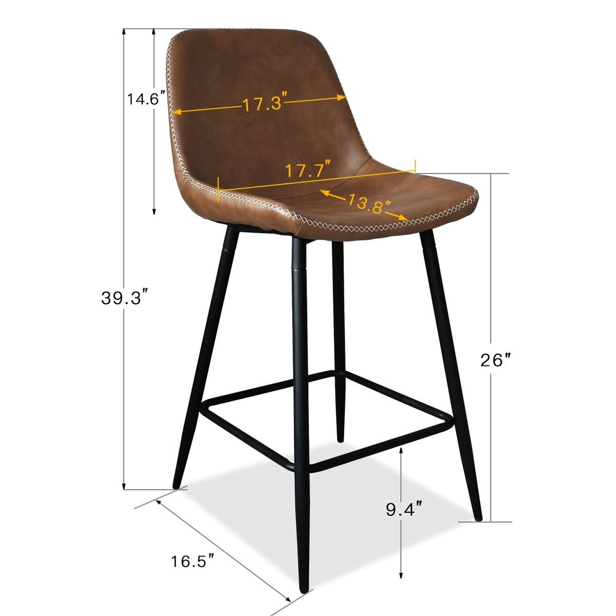 JL Creation Edmund Black Faux Leather 39.3 in. H Counter Bar Stool (Set of 2)