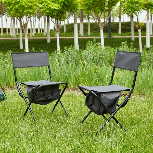 2piece Folding Outdoor Chair with Storage Bag,Portable Chair for indoor,Outdoor Camping,Picnics and Fishing,Grey