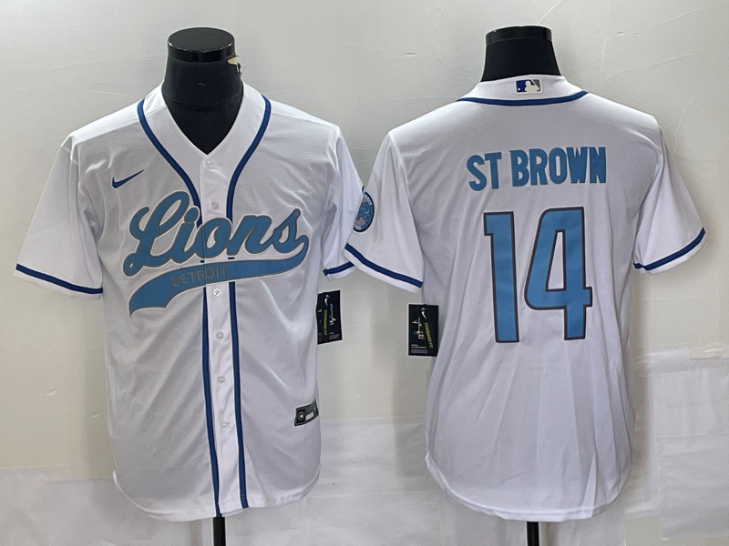 Men's Detroit Lions Amon-Ra St. Brown #14 White Player Jersey