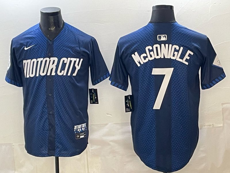 Men's Detroit Tigers Kevin McGonigle #7 Navy City Connect Limited Player Jersey