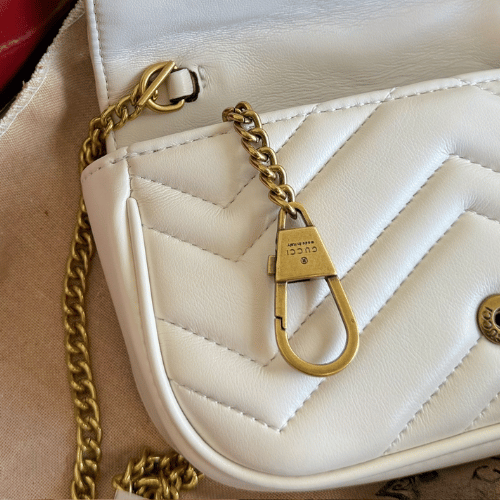 Gucci Gg Marmont Mini Matelassé Shoulder Bag White 6.5 Inches