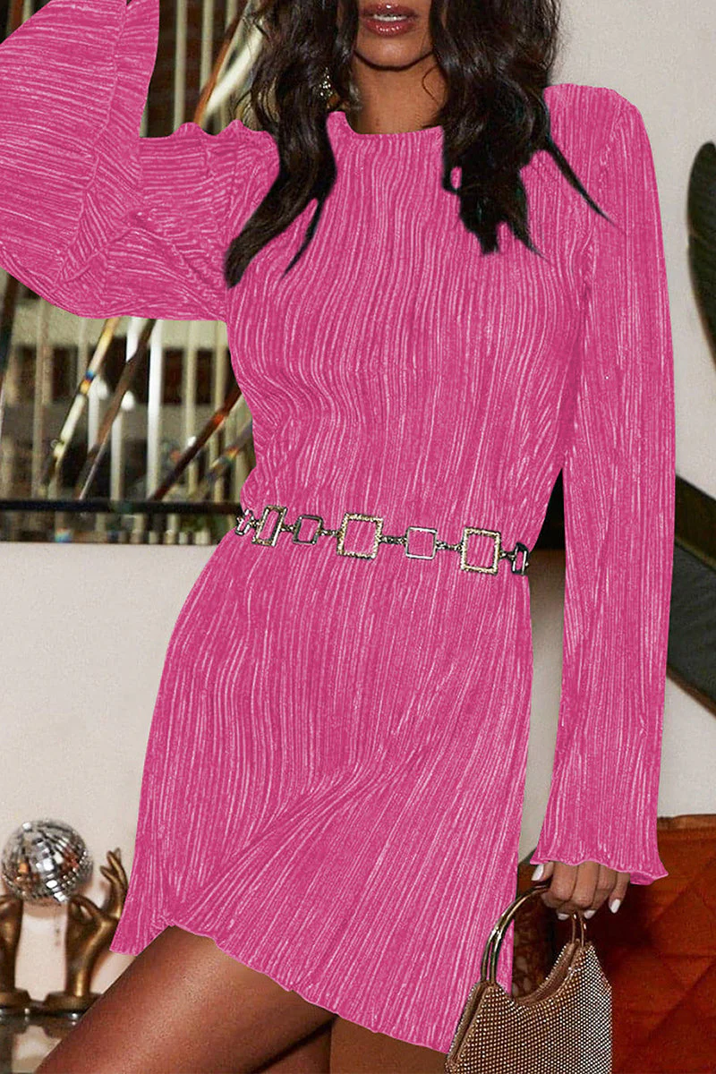 Solid Sequin O-Neck Mini DressClistos