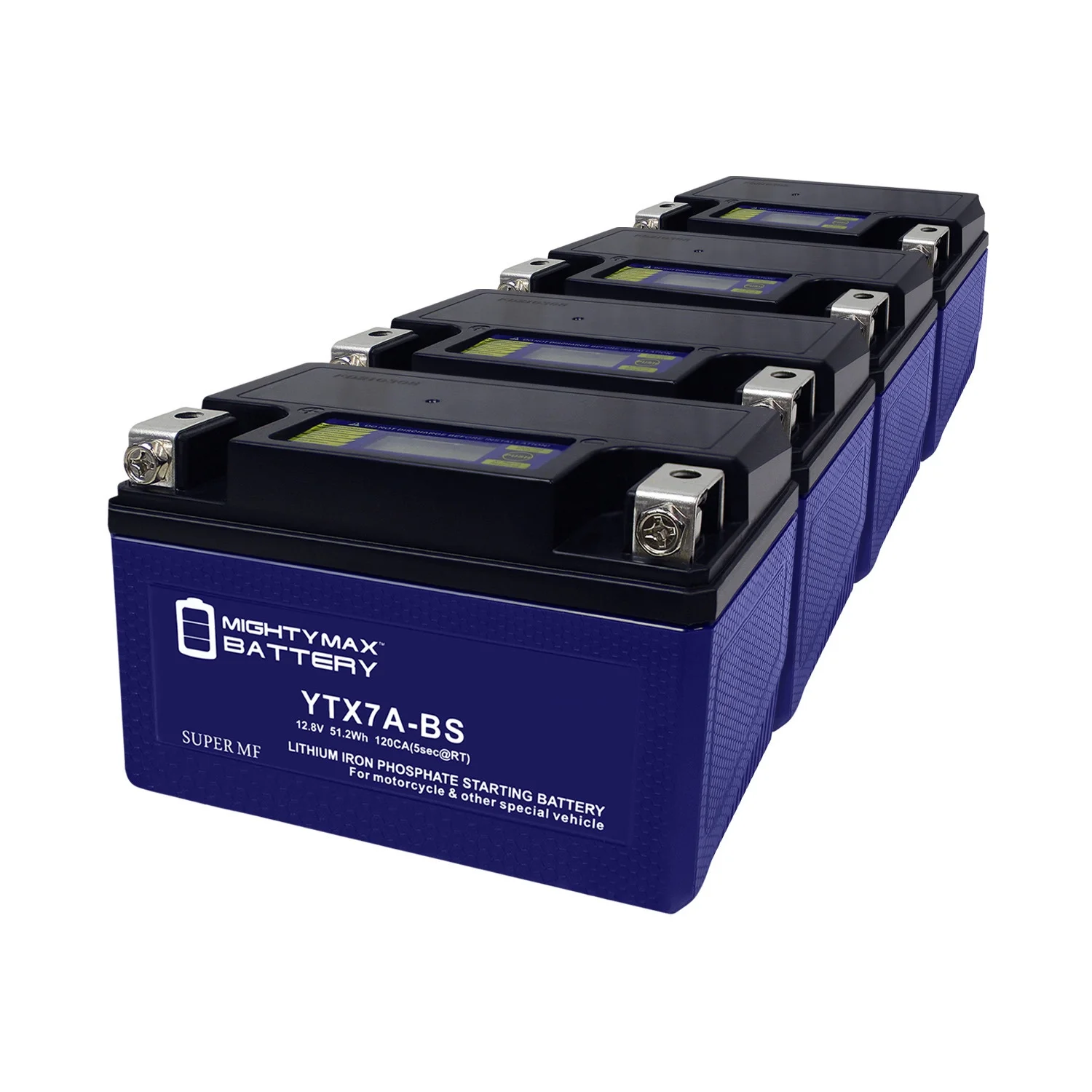 YTX7A-BS Lithium Replacement Battery Compatible with Power Sports Exide 7A-BS - 4 Pack