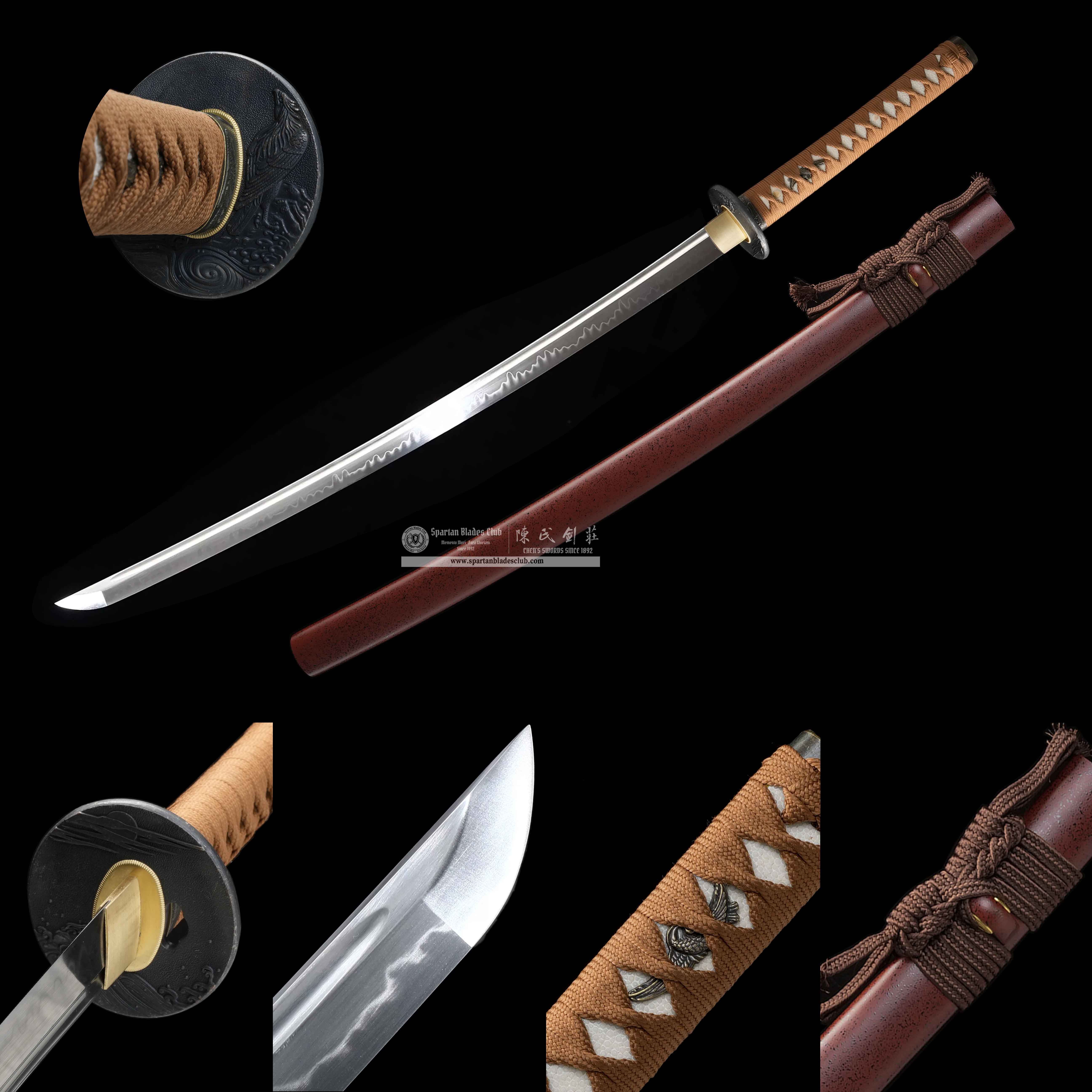 HY146｜Chabane Taka｜Katana｜T10 Steel｜Clay-tempered｜Real Hamon｜Brown｜Battle-Ready｜Full-tang｜Spartan Blades Club｜CHEN'S SWORDS 1892 - Spartan Blades Club - 陳氏劍莊1892