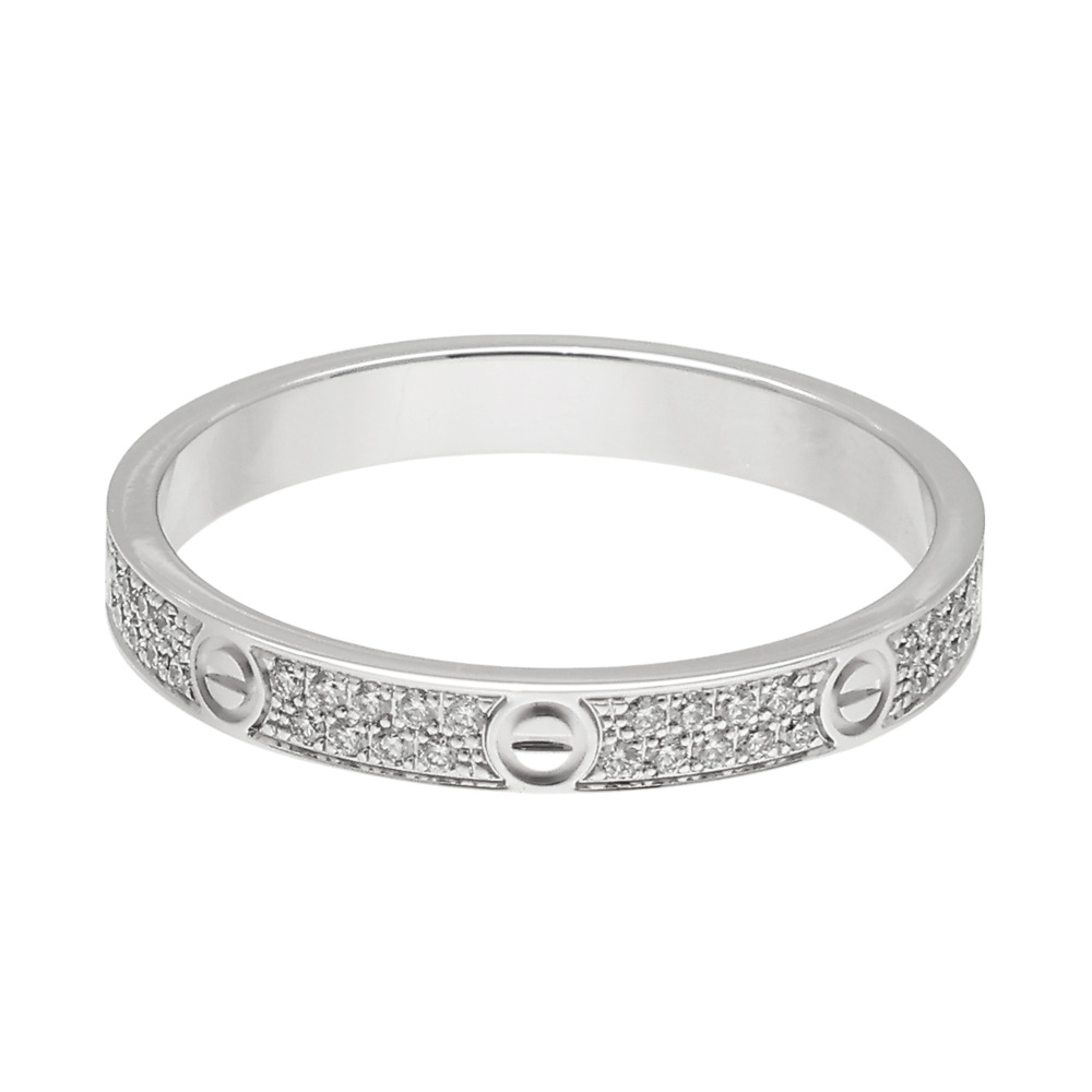 Cartier Love Pave Ring 18K White Gold Diamond B4218200