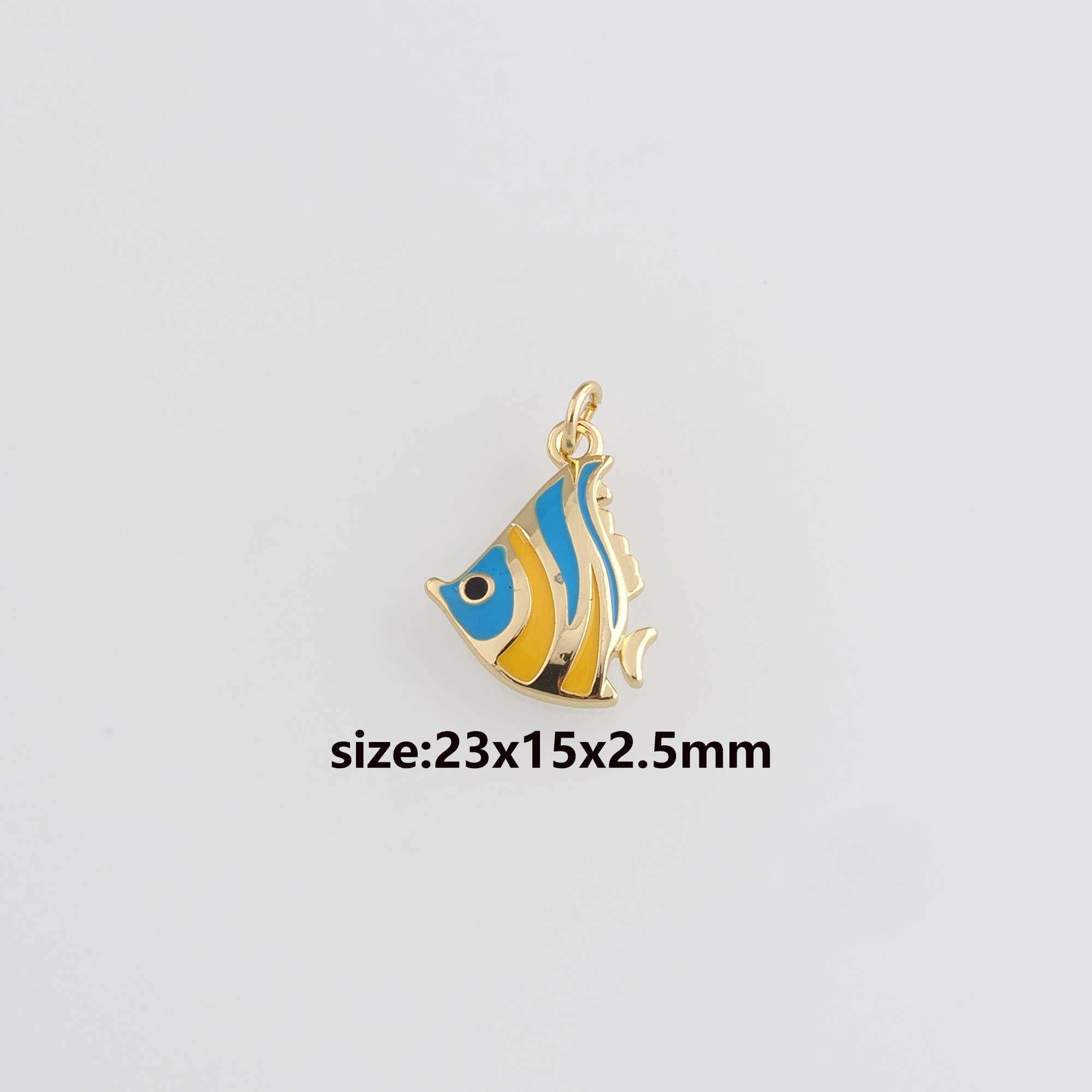 18K Gold Filled Fish Pendant,Enamel Fish Charm Earrings Necklace for DIY Jewelry Making Supply
