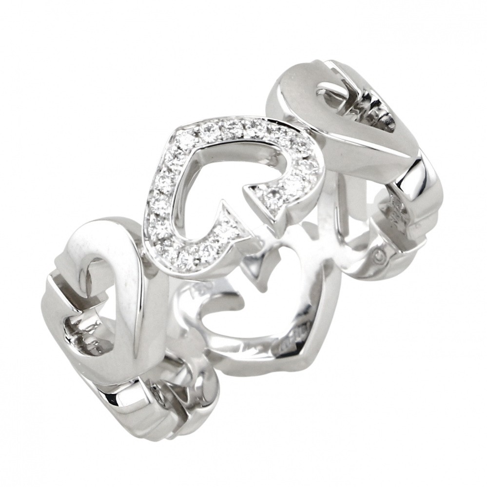 Cartier C Heart Diamond Ring 18K White Gold