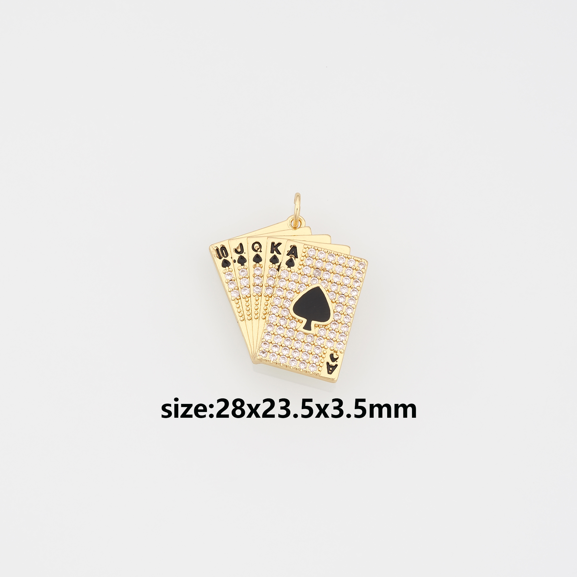 18K Gold Filled Poker Pendant,CZ Micro Pave Playing Card Charm Earrings Necklace for DIY Jewelry Making Supply