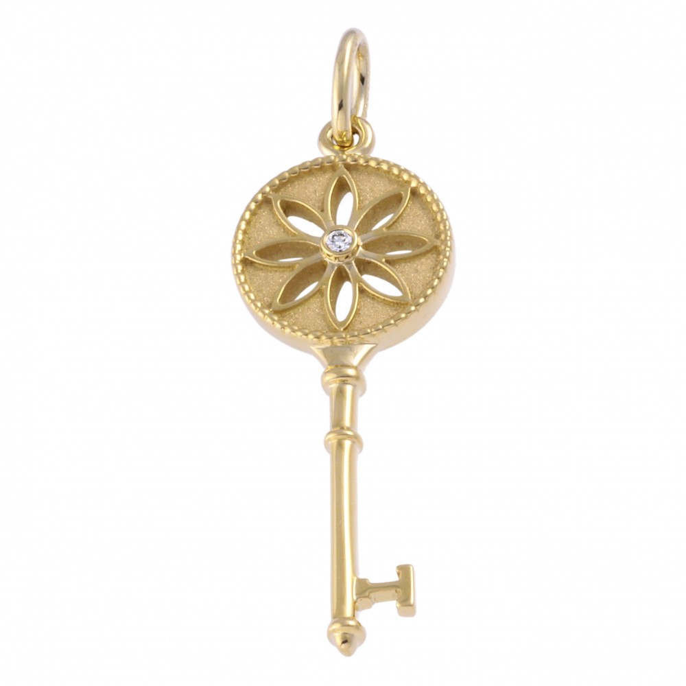 Tiffany & Co. Key Daisy Necklace 18K Yellow Gold Diamond