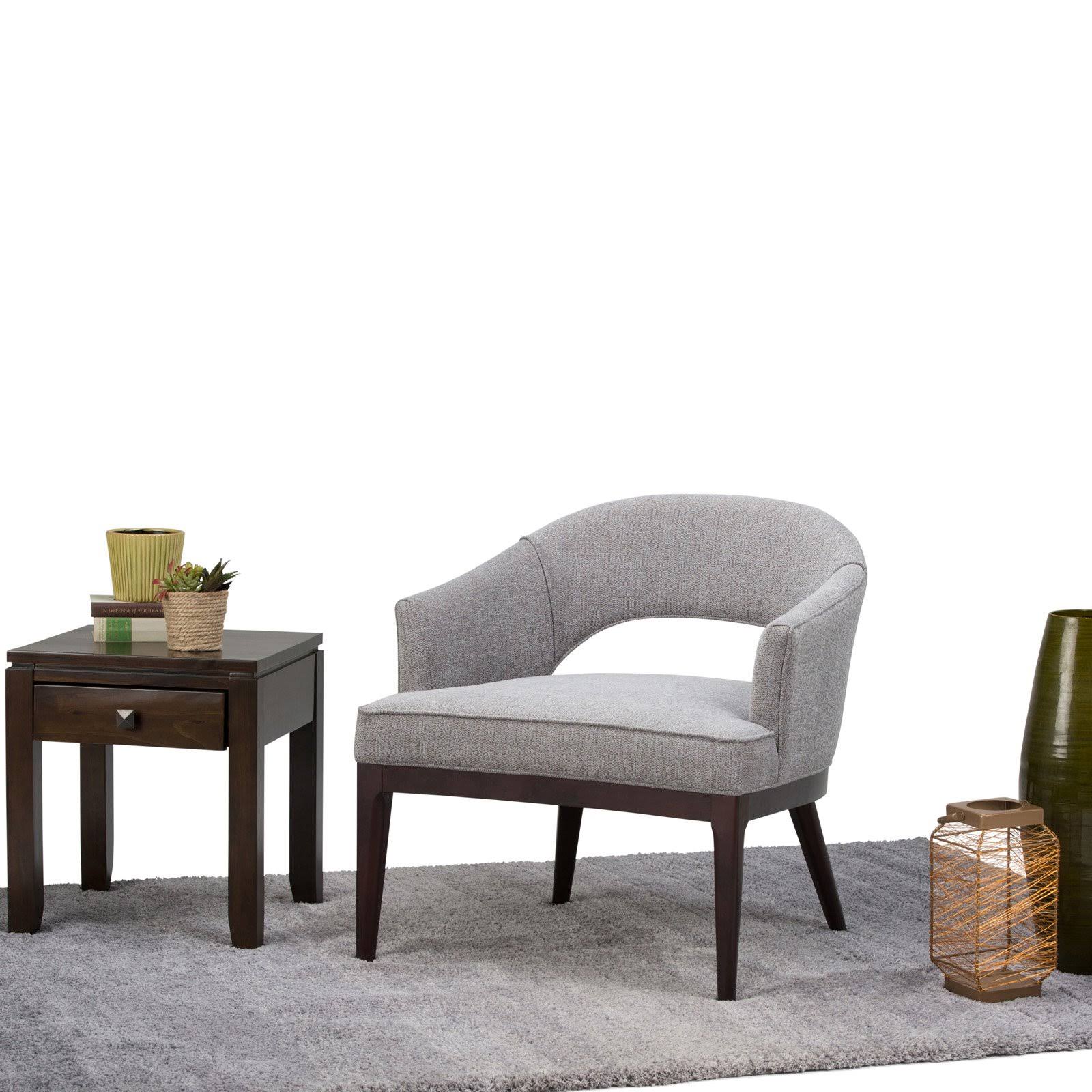 Simpli Home Mallory Mid Century Tub Chair, Gray