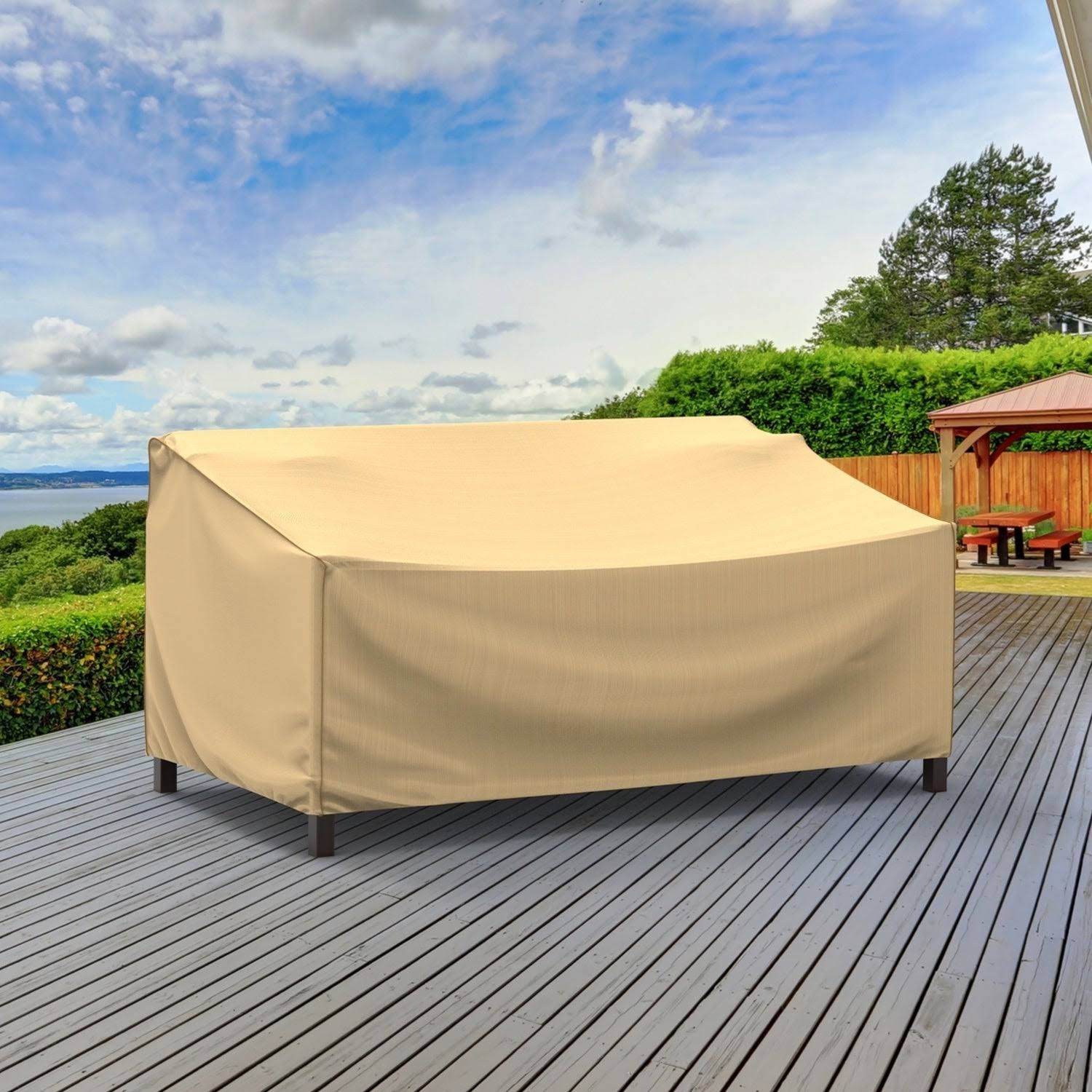 Budge NeverWet Savanna Patio Sofa COVER, Tan, Small
