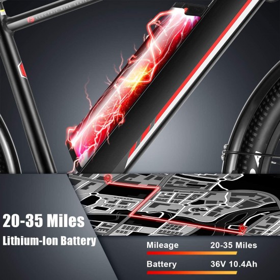 350W Electric Bike Electric Mountain Bike Electric Bicycle, 27.5″/26” Electric Commuting Bike with 36V 10.4Ah Lithium Battery, Premium Front Suspension and 7 Speed Gears