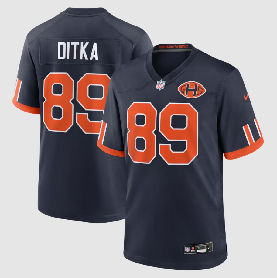 Men's Chicago Bears Mike Ditka #89 Navy 2026 Rivalries Collection Game Jersey