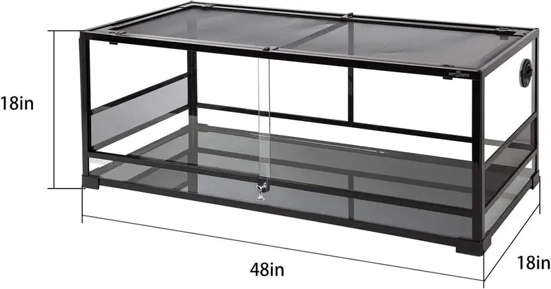 REPTI ZOO 67-Gallon Sliding-Glass Reptile Terrarium – 48″ x 18″ x 18″