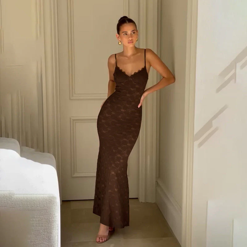 Mermaid Silhouette Lace Maxi DressClistos