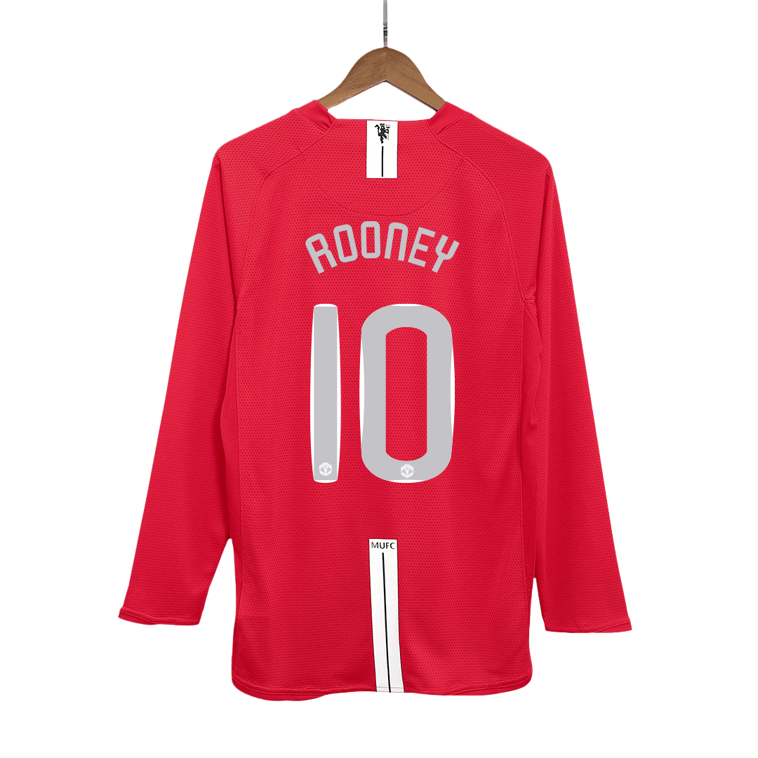 Retro Soccer Jersey ROONEY #10 Manchester United Home Long Sleeve 2007/08 - UCL Final