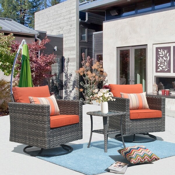 OVIOS Wicker Swivel Rocking Chair 3piece Set