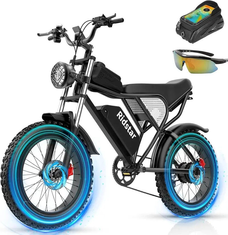Q20 2000W Heavy-Duty Electric Fat-Tire Bike – 20″ Tires, 37MPH Top Speed, All-Terrain Commuter Ebike