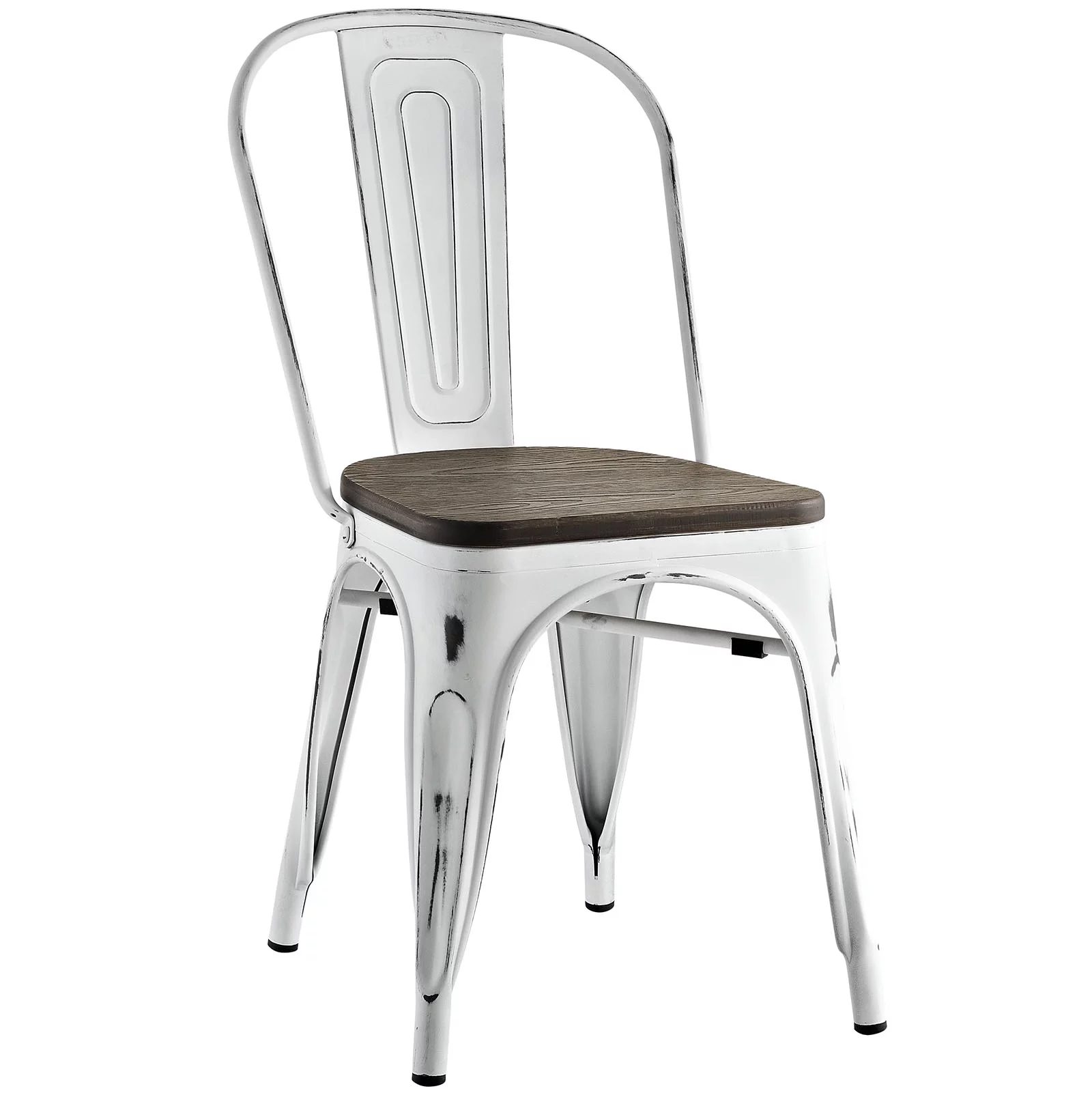 Modern Contemporary Urban Design Industrial Distressed Antique Vintage Style Kitchen Room Dining Chair, White, Metal