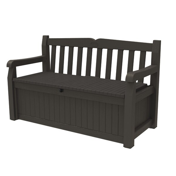 Keter Solana 70 Gallon Resin Elegant Outdoor Storage Deck Box and Bench Organizer With Spacious Seating