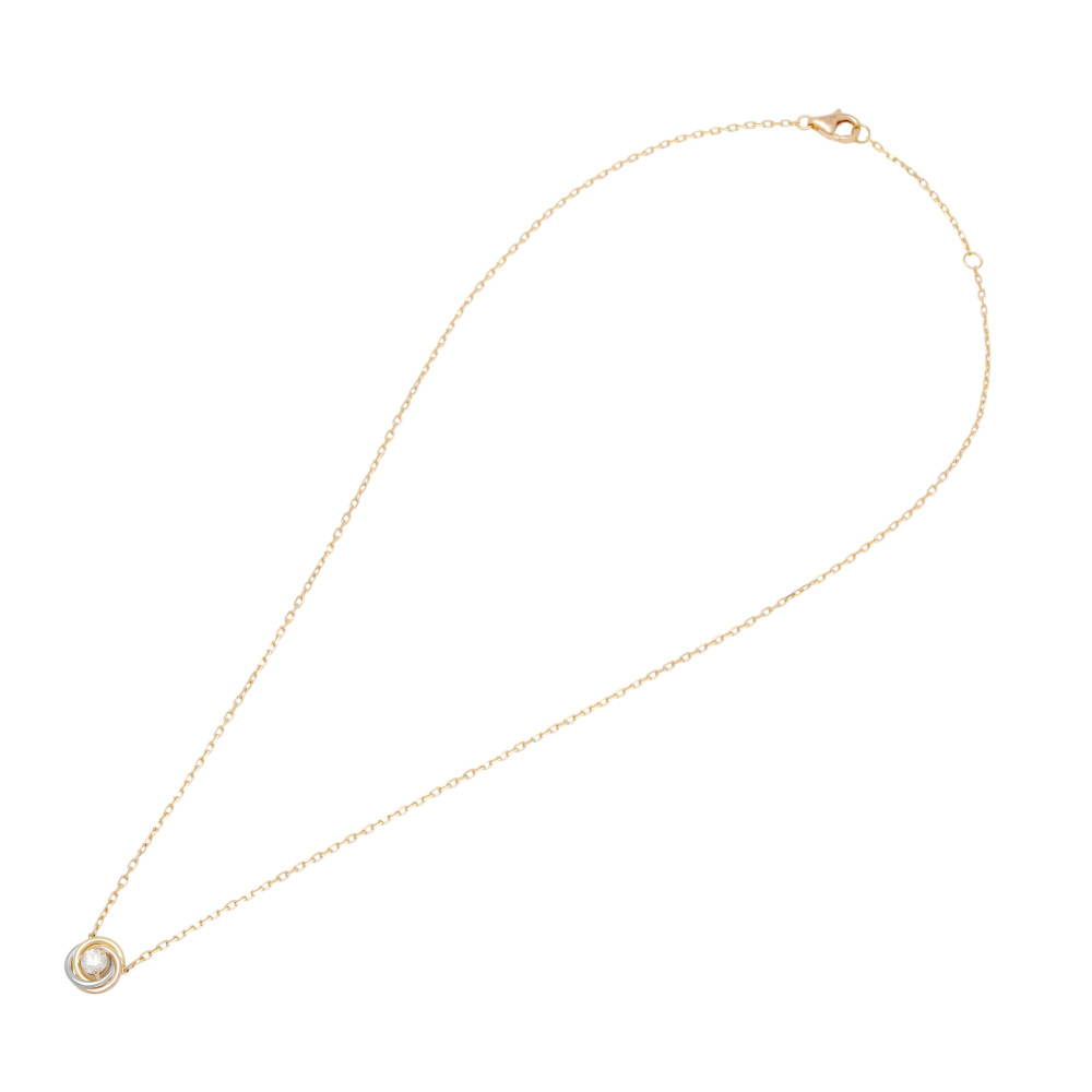 Cartier Trinity Brilliant Cut Diamond Necklace Tri-Gold B7224900