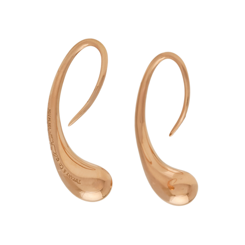 Tiffany & Co. Elsa Peretti Teardrop Earrings 18K Rose Gold